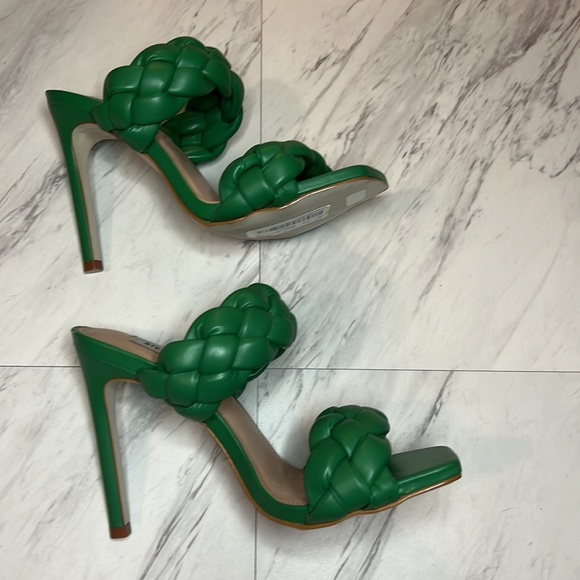 Steve Madden Kenley heeled woven slide sandal shoe green size 7 - Picture 4 of 5